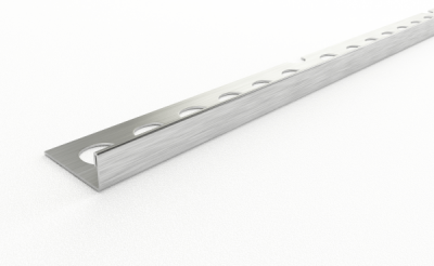Профиль окантовочный для плитки внешний ПК 01-15 (2700, 001, Сатинированная нержавеющая сталь, AISI 430)