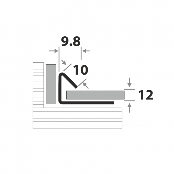 Профиль окантовочный для плитки внутренний ПК 18-12