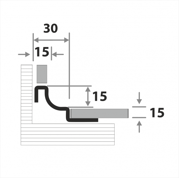 Профиль окантовочный для плитки внутренний ПК 61-15