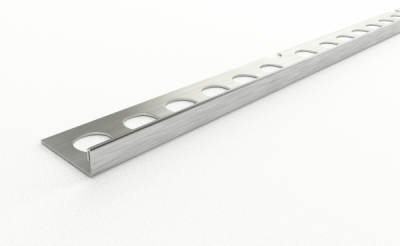 Профиль окантовочный для плитки внешний ПК 01-10 (2700, 001, Сатинированная нержавеющая сталь, AISI 430)