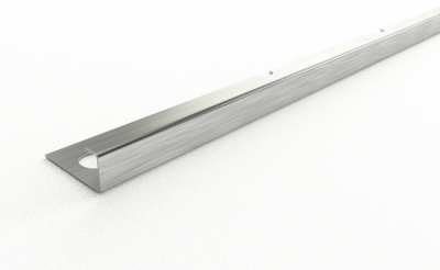 Профиль для кафеля внешний К 15 (2700, 001, Сатинированная нержавеющая сталь, AISI 430)