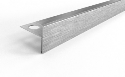 Профиль угловой для ступеней под плитку ПУ 13-15 (2700, 001, Сатинированная нержавеющая сталь, AISI 430)