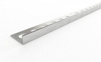 Профиль окантовочный для плитки внешний ПК 01-20 (2700, 001, Сатинированная нержавеющая сталь, AISI 430)