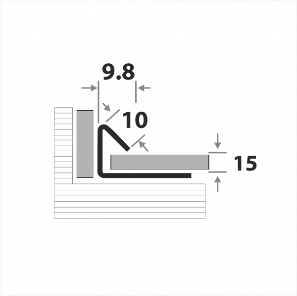 Профиль окантовочный для плитки внутренний ПК 18-15