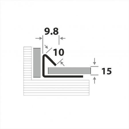 Профиль окантовочный для плитки внутренний ПК 18-15