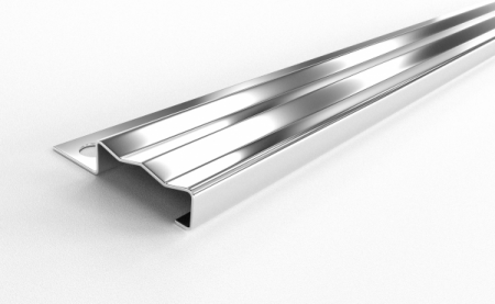 Профиль для защиты ступней под плитку ПУ 35-10 (2700, 001, Полированная нержавеющая сталь, AISI 304)