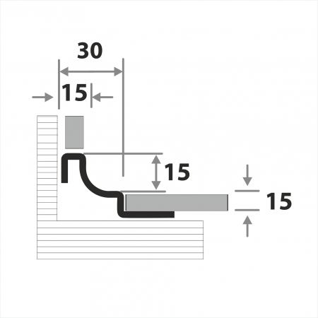 Профиль окантовочный для плитки внутренний ПК 61-15